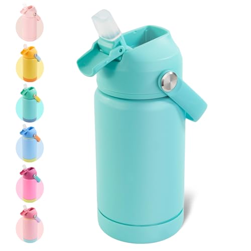 Kerilyn 12oz Kids Water Bottle, Stainless Steel Insulated Water Bottle for Kids, Toddler Cup With Straws Leak-proof, Toddler Water Bottles for School Boys Girls, BPA Free, Green - color: Green