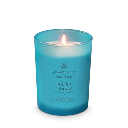 Chesapeake Bay Candle Mind & Body Medium Jar Candle Nourish + Renew (Coconut & Sandalwood) (Pack of 4) - color: Nourish + Renew, size: 8.8oz (Pack of 4)