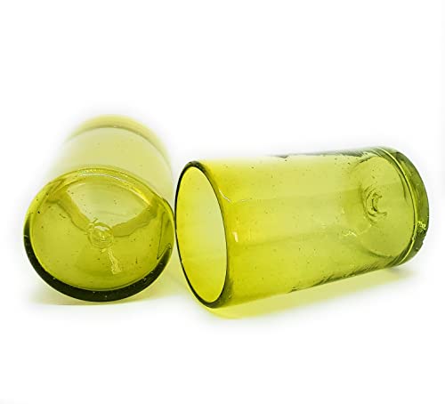 Solid Yellow 14 oz Drinking Glasses (set of 6), Recycled Glass, Lead-free, Toxin-Free (14oz Drinking) - color: Yellow, size: 14 oz