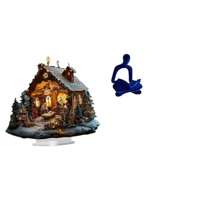 Nativity Scene Sculpture Human Figurine Decor Abstract Thinker Statue 2D Acrylic Ornament Unique Hollow Style Suitable Shelf Decor Office