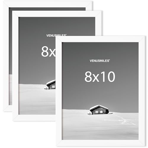 8x10 Picture Frame, Display 8x10 Photo Frames - High Definition Plexiglass - Vertical and Horizontal Display - Wall Hanging or Table Top Frame - White, 3 Pack - color: White, size: 8x10, 3P