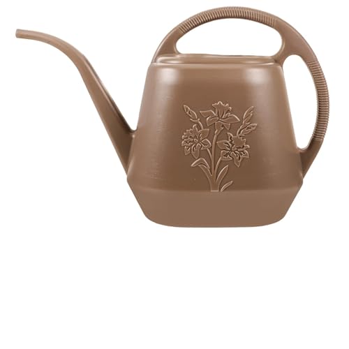 Long Spout Watering Can for Indoor Plants, Garden Watering Can with Thickened Plastic Body, Deep Gray Floral Design, Suitable for Houseplants and Balcony Gardening