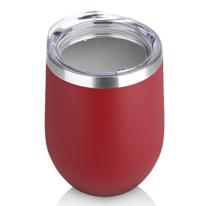 DOMICARE Stainless Steel Wine Tumbler Bulk with Lid, Personalized Insulated Tumblers Set, 12oz Travel Coffee Cups Pack of 1, Red - color: Red, size: 1 Count (Pack of 1)