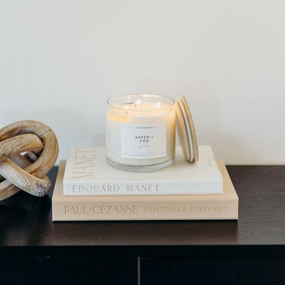 Aspen & Fog 3 Wick Scented Candle - 43 Hour Burn | Made in the USA Luxury Clean Soy Wax Candles - Long Lasting Large Glass Jar Candle for Home - 3 Wicks - 14.9oz - color: Aspen + Fog