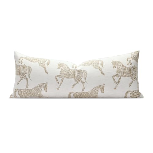 14x36 Lumbar Pillow Cover, Double Sided Horse Pattern Chenille Jacquard Long Body Pillow Covers for Bed Couch Sofa, Decorative Throw Pillows Cushion Cover for Living Room Bedroom - color: Horse, size: 36" x 14" (Pack of 1)