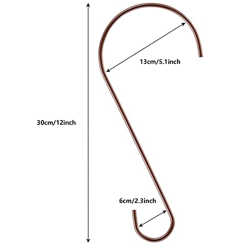 Hotop 6 Pieces Heavy Duty Big S Hooks Bird Feeder Garden Rustproof Stainless Steel Hook for Tree Branch, Kitchen, Bird House, Plants, Baskets, Lanterns and Bicycles(12 Inch,Bronzed) - color: Bronzed, size: 12 Inch