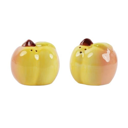 Novelty Ceramic Fruit Salt and Pepper Shakers Set - Peach - color: Peach
