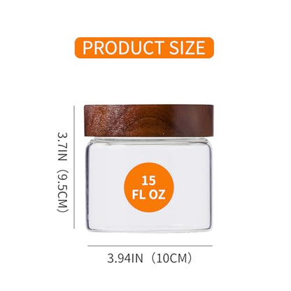 15 Oz Mason Glass Jars with Screw Top Lids 4 Pack | 3.44 MM Thick Glass Containers for Kitchen Storage with Screw Top LIds