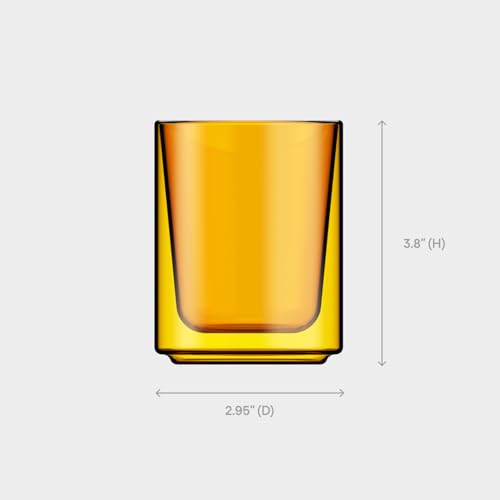 Terra Kaffe Marigold Mezzo 8 oz Double-Walled Coffee Glass – Borosilicate Thermal Insulated Stackable Cappuccino & Latte Cup, Heat-Resistant Clear Glassware - color: Marigold, size: 8 Ounces