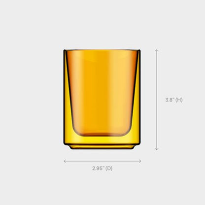 Terra Kaffe Marigold Mezzo 8 oz Double-Walled Coffee Glass – Borosilicate Thermal Insulated Stackable Cappuccino & Latte Cup, Heat-Resistant Clear Glassware - color: Marigold, size: 8 Ounces