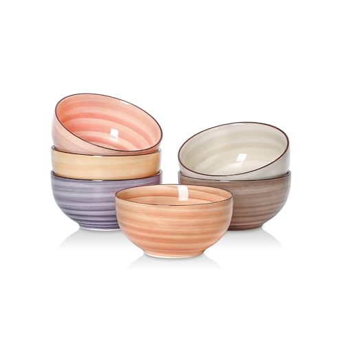 Selamica Ceramic Ice Cream Bowls, 12 OZ Dessert Bowls Set of 6, 4.7 Inch Small Bowls for Snack, Side Dish, Fruits, Microwave Dishwasher Safe, Maillard - color: Maillard, size: 12 Oz
