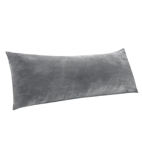 BEDELITE Body Pillow Cover with Zipper, Gray, 20x54 Inch, 1 Pack | Body Pillow Pillowcase, Super Soft and Cozy Fuzzy Fleece, Luxury Plush Long Pillowcase, Versatile Comfort for All Seasons - color: Gray, size: 54" x 20" (Pack of 1)