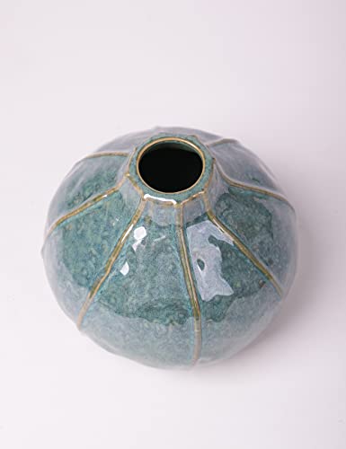 HAUCOZE Ceramic Flower Vase Decorative Sculpture Modern Home Decor 6.3 Inch | Ceramic Handmade Gift Table Centerpiece Ornament for Dining Room Office Cafe - size: Medium