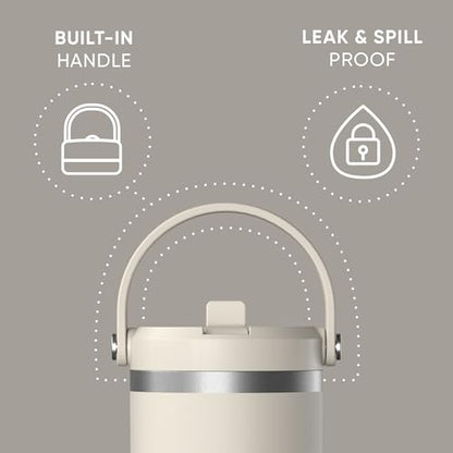 Hydrapeak Nomad 32oz Stainless Steel Insulated Travel Tumbler with Handle & Straw Lid, Leakproof, Cupholder Friendly, Back to School, College Dorm, Gym & Everyday Hydration, Cold 24 Hours (Stone) - color: Stone
