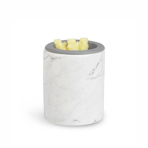 Happy Wax Marble Mini Mod Warmer for Scented Wax - Small Tabletop with Timer - Electric, Ceramic with Removable No Mess Silicone Dish - color: Marble