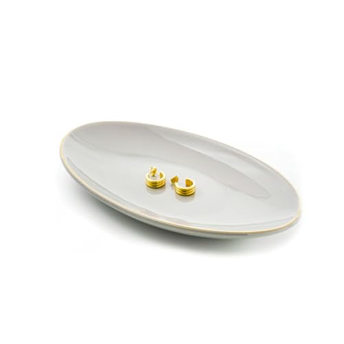 HANKOR Ceramic Key Bowl for Entryway Table, 7 x 4 Key Dish Tray Catch All Bowl, Small Decorative Bowl for Key Jewelry Ring, Gray - color: Gray