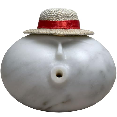 Marble Face Incense Burner – Backflow Smoke from Mouth, Zen Meditation Decor, Modern Altar Statue, Unique Gift for Yoga Lovers (White) - color: White