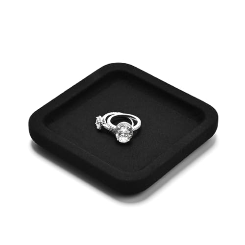 Black Microfiber Flat Jewelry Tray Catchall Organizer Dish | Scratch-resistant & durable,multi-purpose for jewelry storage,daily gadget organization, showcase and product photography - color: Black, size: 10 * 10 * 1.5cm