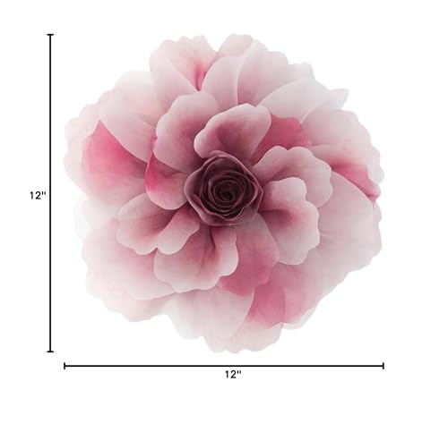 OiseauVoler 3D Peony Flower Decorative Throw Pillow with Insert Included | Handmade Cute Round Pillow Cushion Aesthetic for Couch Bed Home Decor Red Gradient 12 Inch