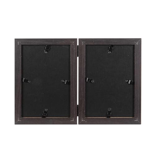 Black Double Photo Picture Frame 6 x 4, Holds 2 Standard Photographs, Freestanding, Twin Hinged 6x4 10 x 15 cm Picture Frames，Glass Front Stand Vertical on Desktop - color: Black, size: 2x46