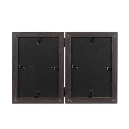 Black Double Photo Picture Frame 6 x 4, Holds 2 Standard Photographs, Freestanding, Twin Hinged 6x4 10 x 15 cm Picture Frames，Glass Front Stand Vertical on Desktop - color: Black, size: 2x46
