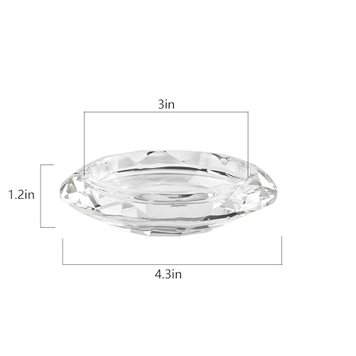Crystal Pillar Candle Holders Decorations for Home Party Dinner Christmas, Suitable for Large Cylindrical Candles Hand-Cut 4.3'' X 1'' Clear, Pack of 2