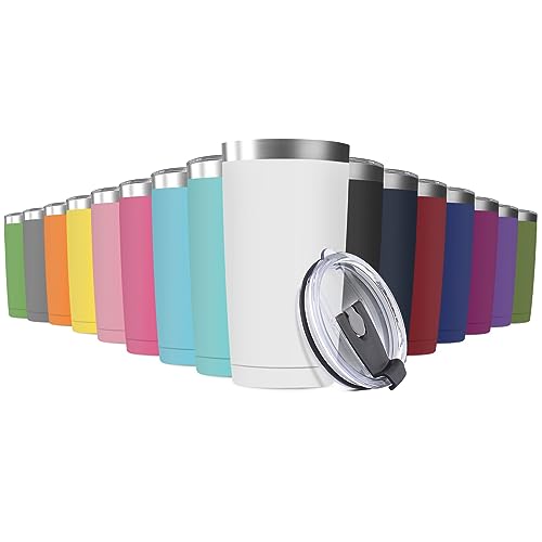 16 Pack 20oz Tumbler Vacuum Insulated Travel Mug with Lids, Stainless Steel Double Wall Bulk Cup for Home, Office, Outdoor Suitable for Vehicle Cup Holders （Assorted Colors - color: Assorted Colors, size: 16 Count (Pack of 1)