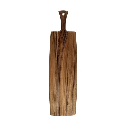 Ironwood Acacia Wood Provencale Paddleboard, XL Rectangular Serving Board | 30" Long With Handle, 24.5" x 8" Serving Surface | Beautiful Acacia Wood Charcuterie Board | XL Centerpiece Board With Handle - size: 30"L x 8"W