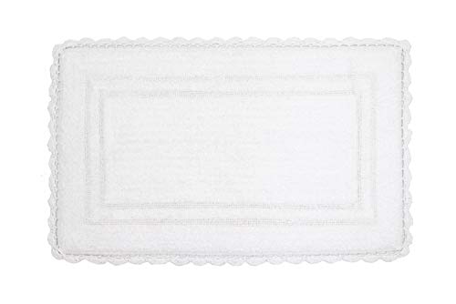 Home Weavers Casual Elegance Reversible Bathmat 100% Cotton Bathroom Rugs Set, Washable Rug, Extra Soft and Absorbent Bath Rug, Kitchen Mat, Bath Mat Set, Non Slip Mat, 24"x40" Rectangle, White - color: White, size: 2' x 3'4" (Rectangular)