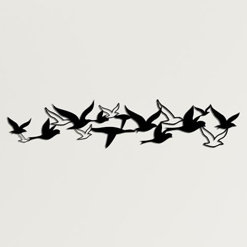DEKADRON Metal Wall Art, Metal Birds Decor, Birds Flock Wall Art, Metal Wall Decor, Home Office Decoration, Bedroom Living Room Decor, Housewarming Gift (Black, 39" W x 8.2" H / 100x21 cm) - color: Black, size: 39"L x 8.2"W