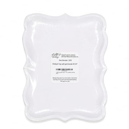 Black & Gold Rectangle Dessert Trays, 10 Pack, 9" x 13" | Disposable Food Safe Paper Serving Trays With Elegant Gold Rim For Desserts, Appetizers, Cupcakes, Weddings And Parties - color: Black, Gold