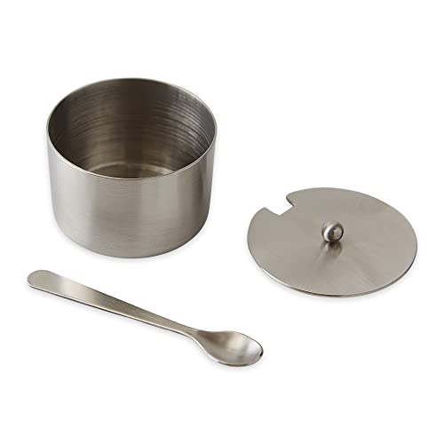 RSVP International Endurance Kitchen Collection Salt Cellar Set with Spoon, 2-Ounce, Brushed Stainless Steel - size: 2-Ounce