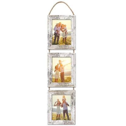 4x6 Wall Hanging Picture Frames Collage with 3 Opening White Frames - color: White, size: 4x6