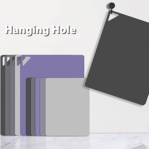 WK Plastic Flexible Cutting Boards for Kitchen, Flexible Cutting Board Mat Set of 10, Non Slip Cutting Mats with Hole, BPA Free, Dishwasher Safe, Multi Size - color: Multi Grey - S&L - 10