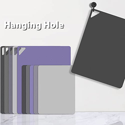 WK Plastic Flexible Cutting Boards for Kitchen, Flexible Cutting Board Mat Set of 10, Non Slip Cutting Mats with Hole, BPA Free, Dishwasher Safe, Multi Size - color: Multi Grey - S&L - 10