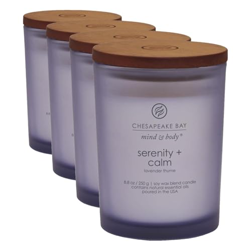 Chesapeake Bay Candle Medium Jar Scented Candle Serenity + Calm (Lavender Thyme) Home Décor Orange Gifting Idea Burn Time of 50 Hours (Pack of 4) - color: Serenity + Calm, size: Medium Jar (Pack of 4)