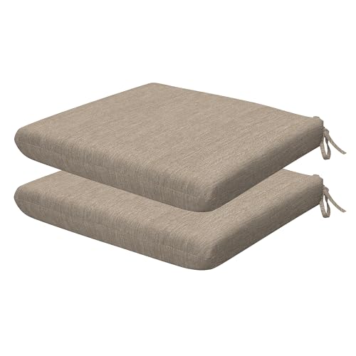 Honeycomb Outdoor Heritage Set of 2 Seat Pads for Patio Furniture, 16 x 16 | Textured Solid Birch Tan Dining Chair Cushions, Water & Fade Resistant, Reversible Design for Indoor/Outdoor Seating - color: Textured Solid Birch Tan, size: 16 x 16