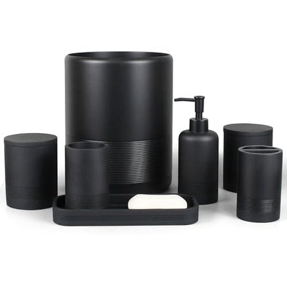 YMXYJM Resin Trash Can, Modern Round Wastebasket, 2 Gallon,Black | Modern resin trash can with 2-gallon capacity, sturdy base, and open-top design for bathroom, kitchen, office, and home - color: Black