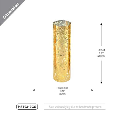WGVI Hurricane Candle Holder Sleeve, W: 3", Ht: 10", Gold Speckled Glass Cylinder Open Both Ends, Chimney Tube Shade, 2 Pieces - color: Gold Speckle, size: 3x10"H