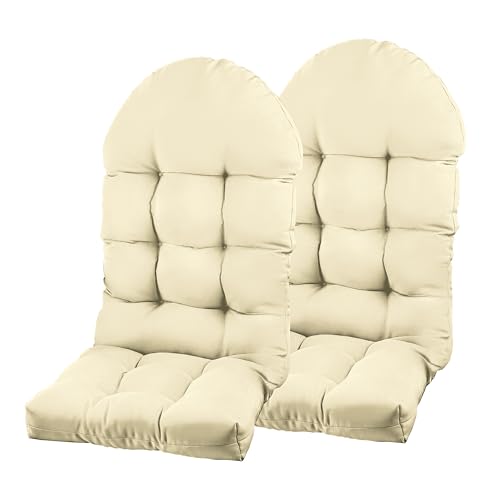 Adirondack Chair Cushion, Rocking Chair Cushion 44x19.4x4 inch, High Back Patio Cushions of Upper and Lower with Ties, Sunscreen and Fade-Resistant (Vanilla Ice, 2) - color: Vanilla Ice