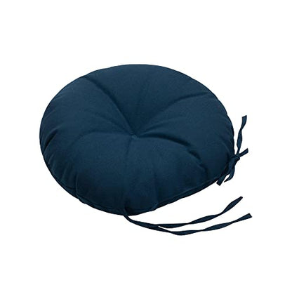 Magpie Fabrics 15" Round Bistro Seat Cushions with Ties, Set of 2, Waterproof All Weather Tufted 4" Thick Patio Chair Pads for Home Garden Dining Metal Stool - Navy - color: Blue Navy