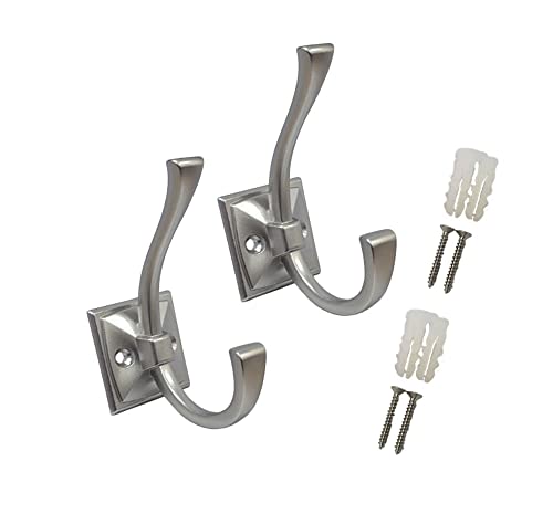 Coat and Hat Hook, Zinc Die Cast, Nickel, 2 Pack, Made in Taiwan - color: Nickel, size: 2 Pack