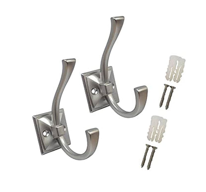 Coat and Hat Hook, Zinc Die Cast, Nickel, 2 Pack, Made in Taiwan - color: Nickel, size: 2 Pack