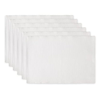 DII Basic Everyday Ribbed Tabletop 100% Cotton, Placemat Set, 13x19, White, 6 Piece - color: White, size: 13x19"