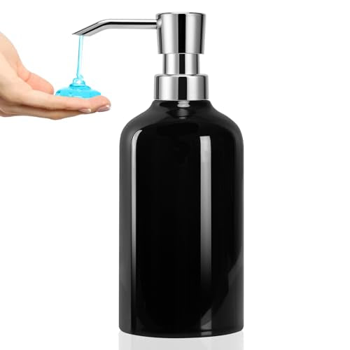 Ceramic Soap Dispenser Bathroom, 16.9oz Hand Soap Dispenser for Kitchen, Hotel - color: Black-silver, size: 1pcs