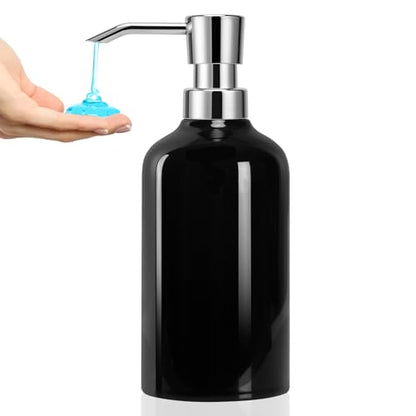 Ceramic Soap Dispenser Bathroom, 16.9oz Hand Soap Dispenser for Kitchen, Hotel - color: Black-silver, size: 1pcs
