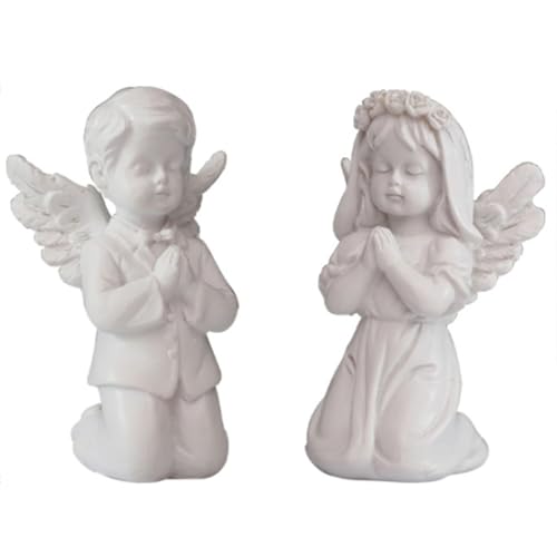 Asng Cherubs Angels Resin Garden Statue Figurine, Adorable Angel Sculpture Memorial Statue, Indoor Outdoor Home Garden Decoration (Boy and Girl) - size: Boy and girl