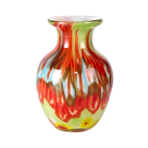 KAMMAK Colored Glass Vase, Beautiful Hand Blown Decorative Vase, Modern Art Vase for Flower Mantle Dining Table Centerpiece, Entryway Living Room Wedding Decoration, 8HPFH02036 - style: 8HPFH02036