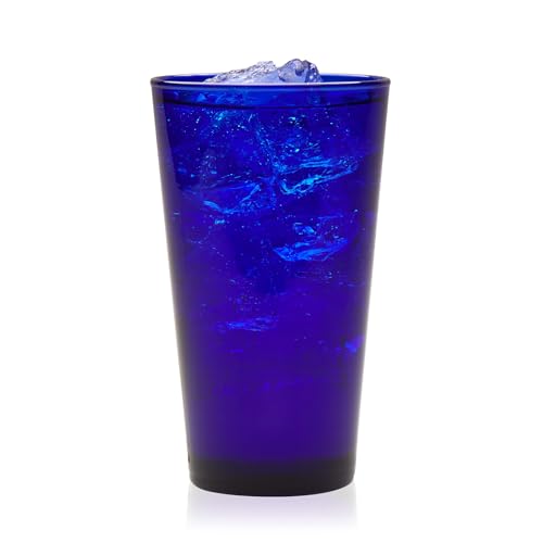 Libbey Cobalt Flare Drinking Glasses Set of 8, Classic Design Glass Cups for Soda, Water, Iced Tea and More, Dishwasher Safe Glass Cup Set for Beverages - color: Cobalt Flare