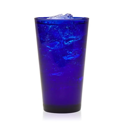 Libbey Cobalt Flare Drinking Glasses Set of 8, Classic Design Glass Cups for Soda, Water, Iced Tea and More, Dishwasher Safe Glass Cup Set for Beverages - color: Cobalt Flare
